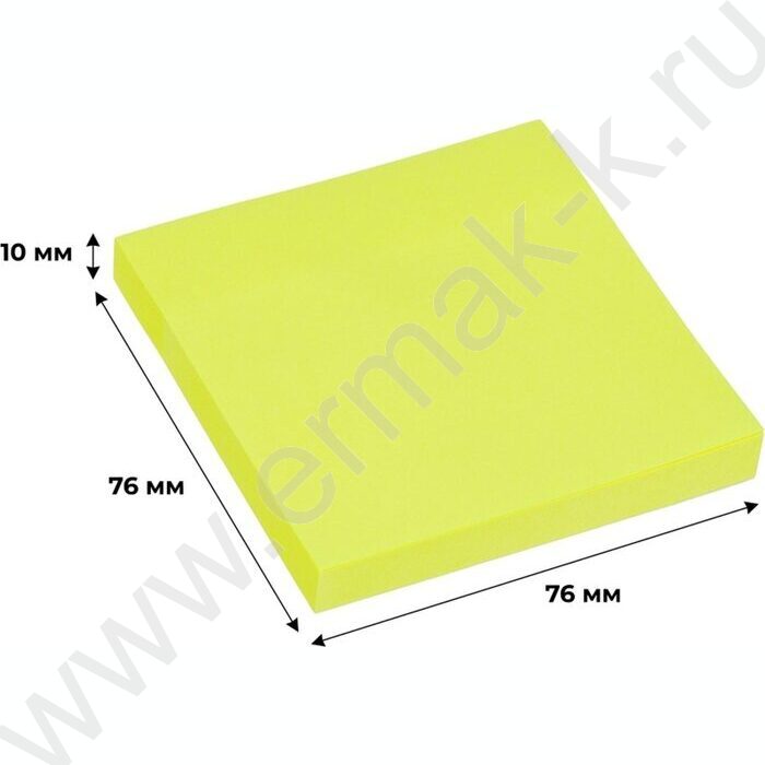 Бумага д/записей  76*76мм /100л, 70г/м²,неон,  желтая с липким краем "Bright colours" | Фото 3