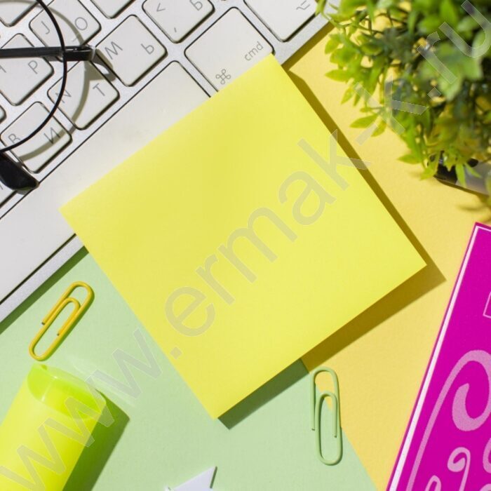 Бумага д/записей  76*76мм /100л, 70г/м²,неон,  желтая с липким краем "Bright colours" | Фото 6