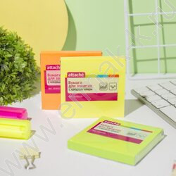 Бумага д/записей  76*76мм /100л, 70г/м²,неон,  желтая с липким краем "Bright colours" | Фото 7