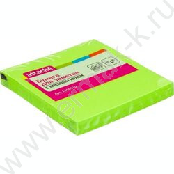 Бумага д/записей  76*76мм /100л, 70г/м²,неон,  зеленая с липким краем "Bright colours" | Фото 1