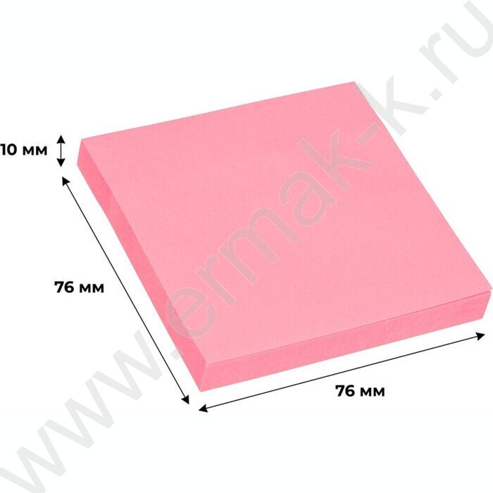 Бумага д/записей  76*76мм /100л, 70г/м²,неон,  розовая с липким краем "Bright colours" | Фото 3
