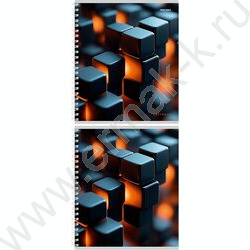 Тетрадь  96л клетка/спираль "Чёрные кубы" ассорти | Фото 2