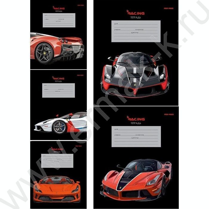 Тетрадь  12л линейка "Красная машина" 5видов | Фото 1