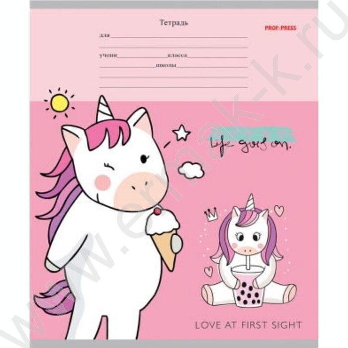 Тетрадь  12л линейка косая дополнительная "Веселые единороги" 5видов | Фото 2