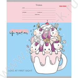 Тетрадь  12л линейка косая дополнительная "Веселые единороги" 5видов | Фото 3