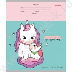 Тетрадь  12л линейка косая дополнительная "Веселые единороги" 5видов | Фото 4
