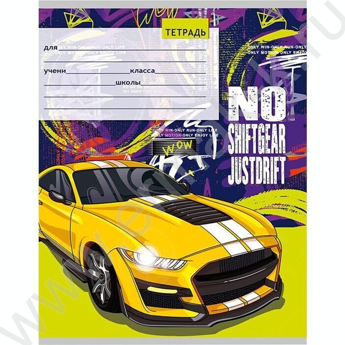 Тетрадь  12л линейка косая дополнительная "Скоростные спорткары" 5видов | Фото 2