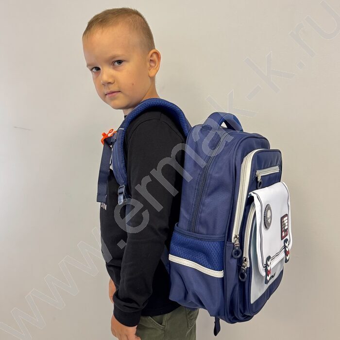 Ранец эргономичная спинка /синий, серый, белый /2отд. 2 карм. спереди, 2 карм. по бокам | Фото 5