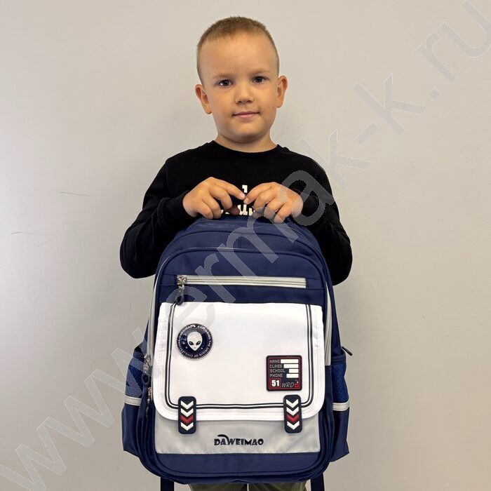 Ранец эргономичная спинка /синий, серый, белый /2отд. 2 карм. спереди, 2 карм. по бокам | Фото 6