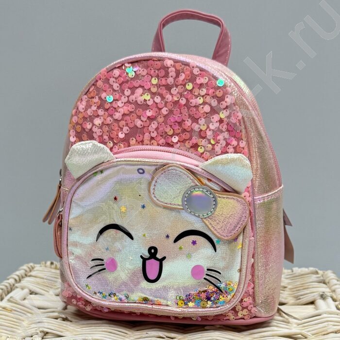 Рюкзак 21*20*10см. "Котенок" пайетки /розовый | Фото 4
