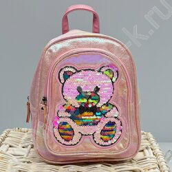 Рюкзак 24*21*10см. "Медвежонок" пайетки /розовый NEW | Фото 4