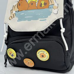 Рюкзак 44*31*14см. "Капибара" /черный + 3 значка | Фото 5