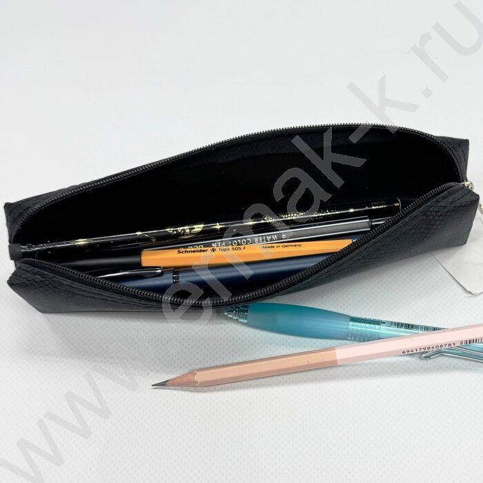 Пенал-косметичка 20*3*4см. /черный, полиэстер | Фото 2