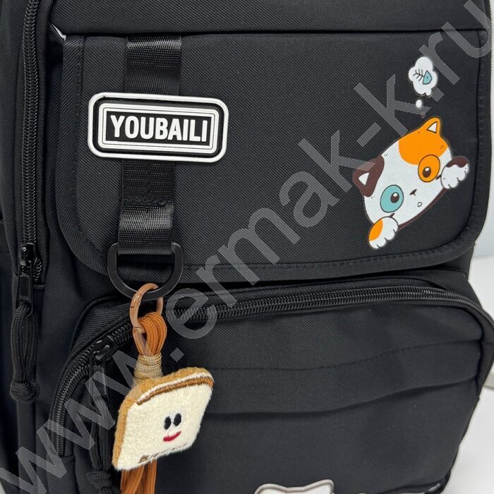 Ранец  с котенком  46*31*14см.  /черный, полиэстр | Фото 4