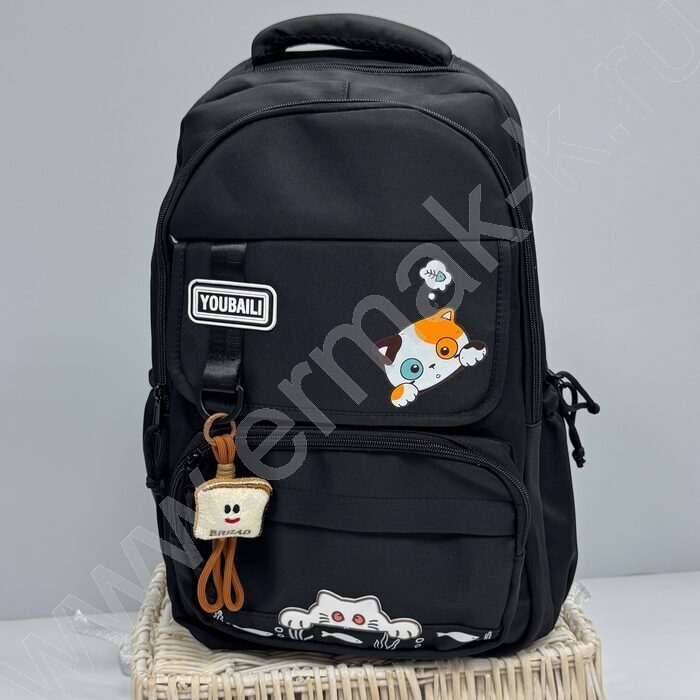 Ранец  с котенком  46*31*14см.  /черный, полиэстр | Фото 5