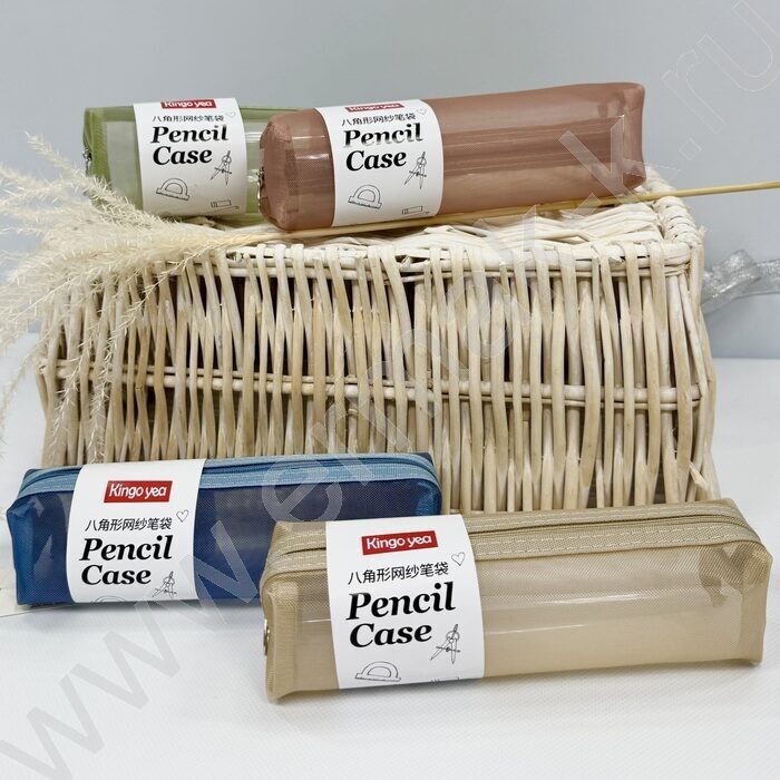 Пенал-косметичка "Dusty color" /сетка, прозрачный /21*5,5*5,5см. /ассорти, полиэстер | Фото 1