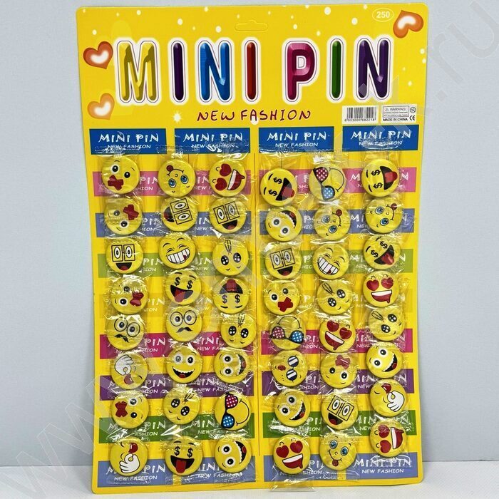 Набор значков Ø 3см "Смешная рожица" /48шт | Фото 1