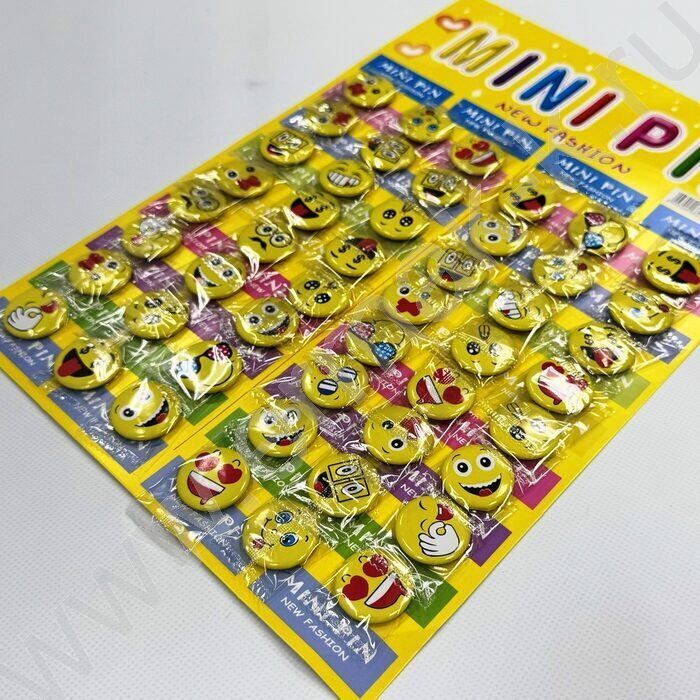 Набор значков Ø 3см "Смешная рожица" /48шт | Фото 3