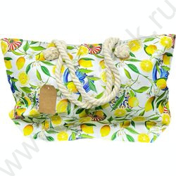 Сумка пляжная шопер 57*37см. "Лимоны" /ручки - канат + косметичка 29*21см. NEW | Фото 1
