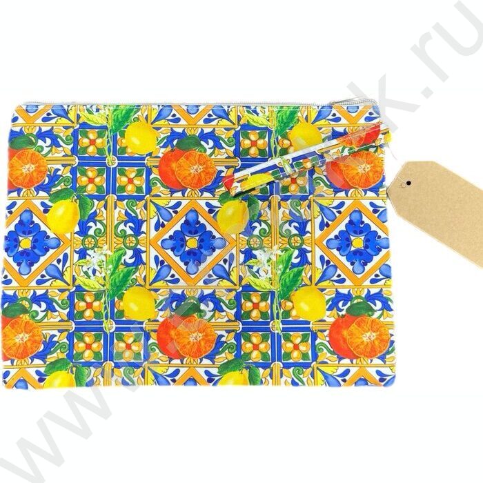 Сумка пляжная шопер 57*37см. "Цитрусы" /ручки - канат + косметичка 29*21см. | Фото 2