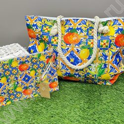 Сумка пляжная шопер 57*37см. "Цитрусы" /ручки - канат + косметичка 29*21см. NEW | Фото 3