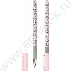 Ручка гелевая Пиши-Стирай 0,5мм синяя Котики на розовом/покрытие софт-тач ассорти/ | Фото 1