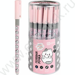 Ручка гелевая Пиши-Стирай 0,5мм синяя Котики на розовом/покрытие софт-тач ассорти/ | Фото 4