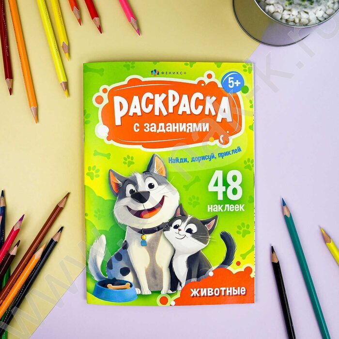 Книжка-раскраска А5 с наклейками и заданиями Животные | Фото 2
