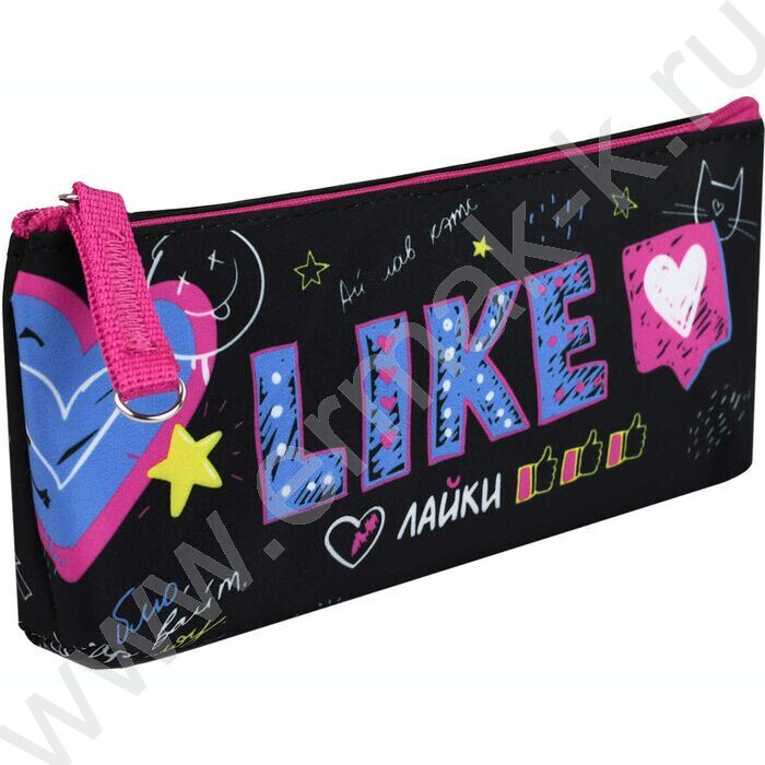Пенал школьный микрофибра на ПВХ-основе молния "Лайк" | Фото 1