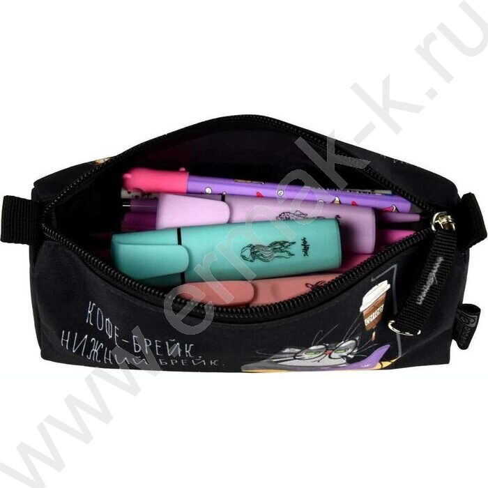 Пенал школьный полиэстер молния "Серый кот" | Фото 5