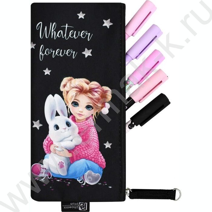Пенал школьный микрофибра на ПВХ-основе молния "Девочка и зайка" | Фото 4