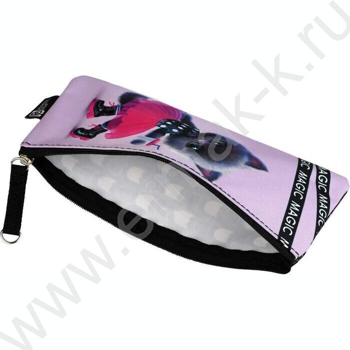 Пенал школьный микрофибра на ПВХ-основе молния "Кошечка в юбочке" | Фото 3