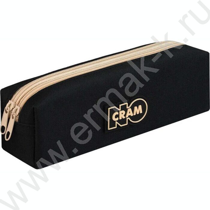 Пенал школьный полиэстер,резиновая нашивка молния "Нет зубрёжке! черный" | Фото 1