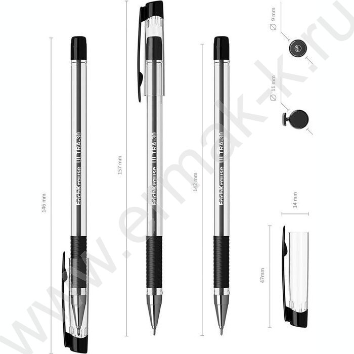 Ручка шар ULTRA-30 Stick&Grip Classic 0,7мм, черная | Фото 4