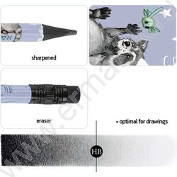 Карандаш пластиковый  с ластиком  HB Kids Color. Енот | Фото 2