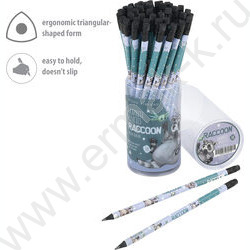 Карандаш пластиковый  с ластиком  HB Kids Color. Енот | Фото 3