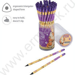 Карандаш пластиковый  с ластиком  HB Kids Color. Лисёнок | Фото 3