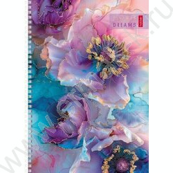 Тетрадь  96л А4 клетка/спираль/перфорация "Цветочные сны" /мат.ламин. 3D фольга/ ассорти | Фото 1
