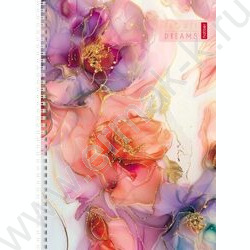 Тетрадь  96л А4 клетка/спираль/перфорация "Цветочные сны" /мат.ламин. 3D фольга/ ассорти | Фото 2