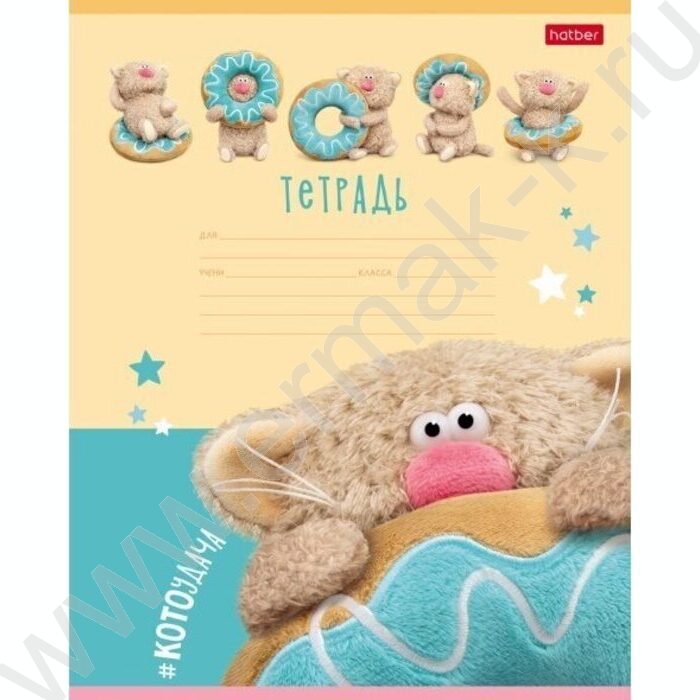 Тетрадь  12л линейка "Кофейные коты" 5видов | Фото 1