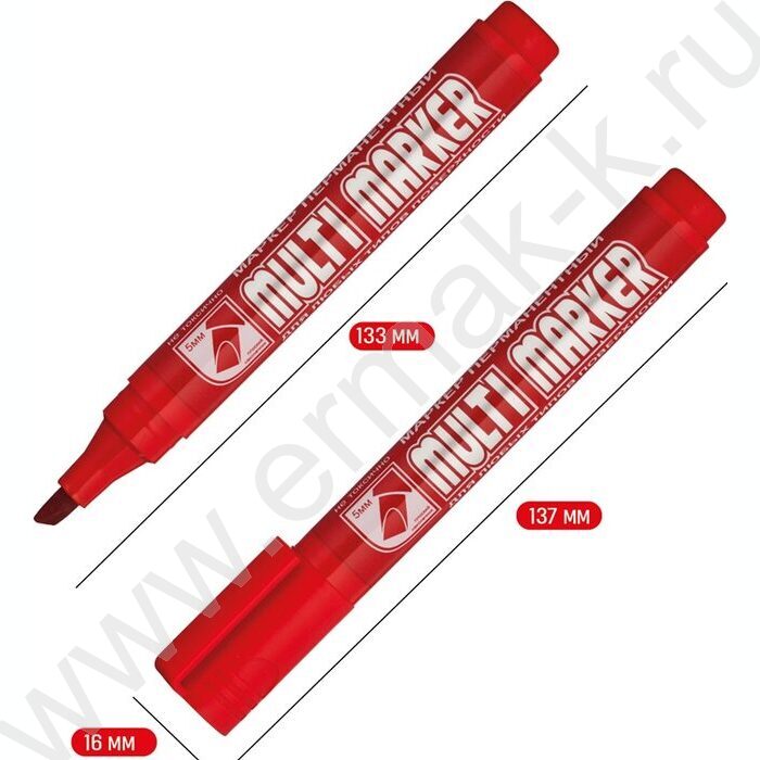 Маркер перм. /красный/ 5мм косой "Multi Marker Chisel"    | Фото 4