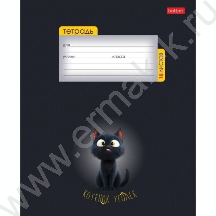 Тетрадь  18л клетка "Котенок уголек" 5видов | Фото 1