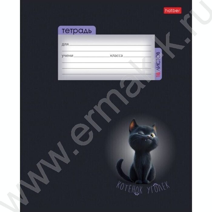 Тетрадь  18л клетка "Котенок уголек" 5видов | Фото 4
