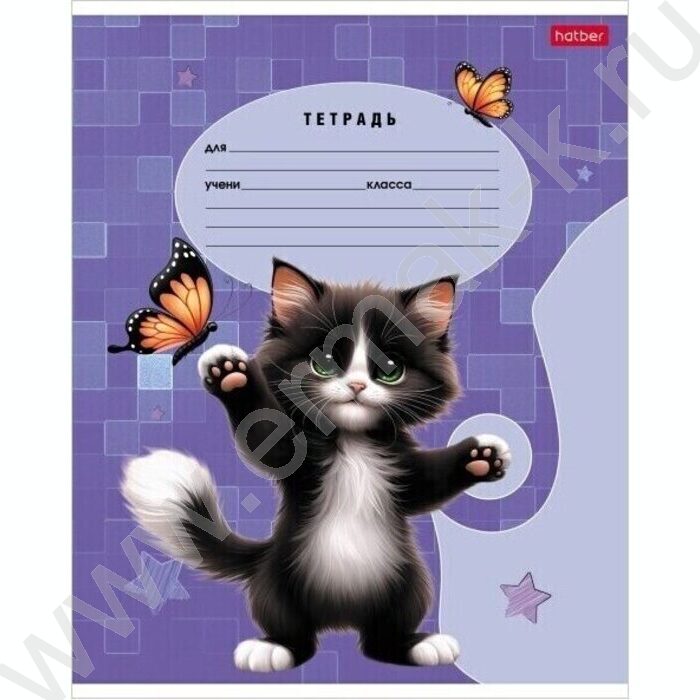 Тетрадь  18л линейка "Черный котик" 5видов | Фото 4