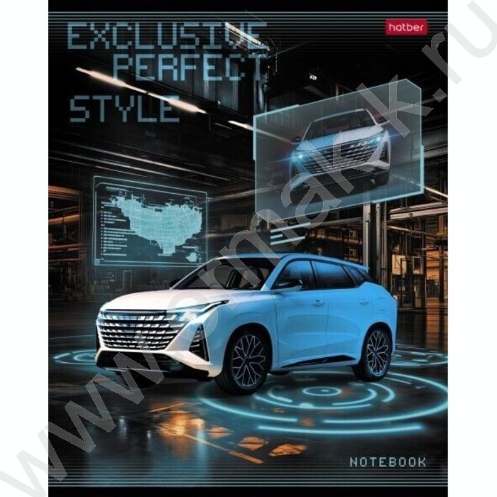 Тетрадь  40л клетка/пластик обл. "Exclusive car" | Фото 1
