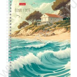 Тетрадь  80л линейка/спираль "Домик у моря" /ламинация Soft-touch/ ассорти | Фото 1
