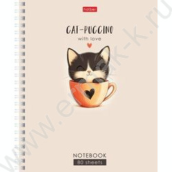 Тетрадь  80л линейка/спираль "КотэКофи" /ламинация Soft-touch/ ассорти | Фото 1