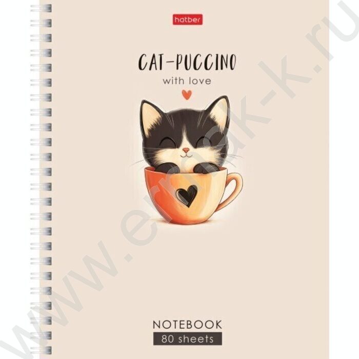 Тетрадь  80л линейка/спираль "КотэКофи" /ламинация Soft-touch/ ассорти | Фото 1