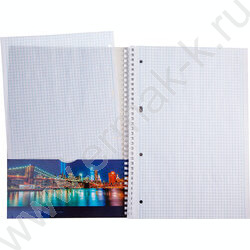 Тетрадь 100л А4 клетка/спираль-перфорация/карман "CityScape" / УФ-лак/ | Фото 5