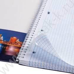 Тетрадь 100л А4 клетка/спираль-перфорация/карман "CityScape" / УФ-лак/ | Фото 6